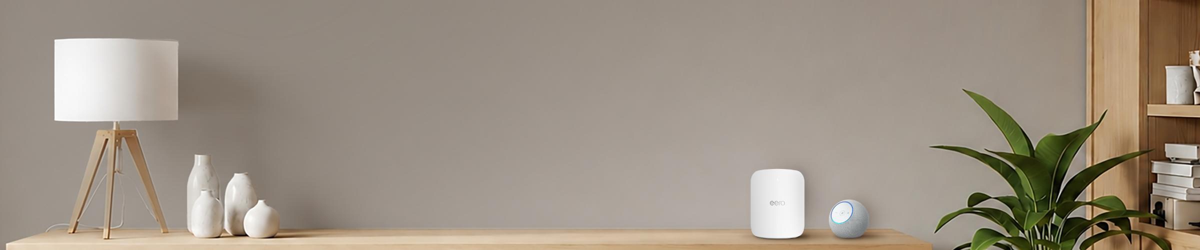 eero Max 7 と Amazon Echo を設置したリビングルーム