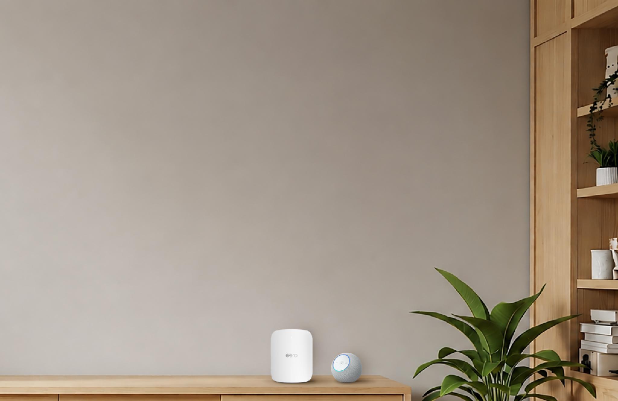 eero Max 7 と Amazon Echo を設置したリビングルーム