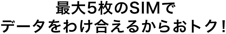 最大5枚のSIMでデータをわけ合えるからおトク！